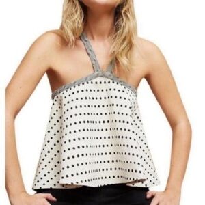 Anthropologie Polka Dot Split Neck Top NWT